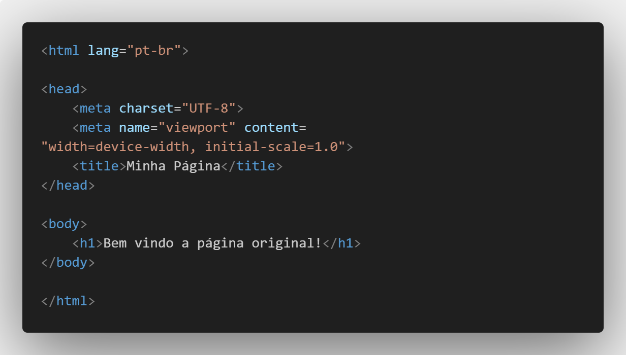 Código HTML original do site